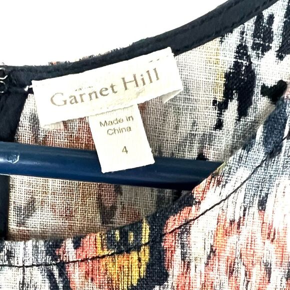 Garnet Hill Linen Dress Fringe Hem A-line Midi Dress - Picture 5 of 8